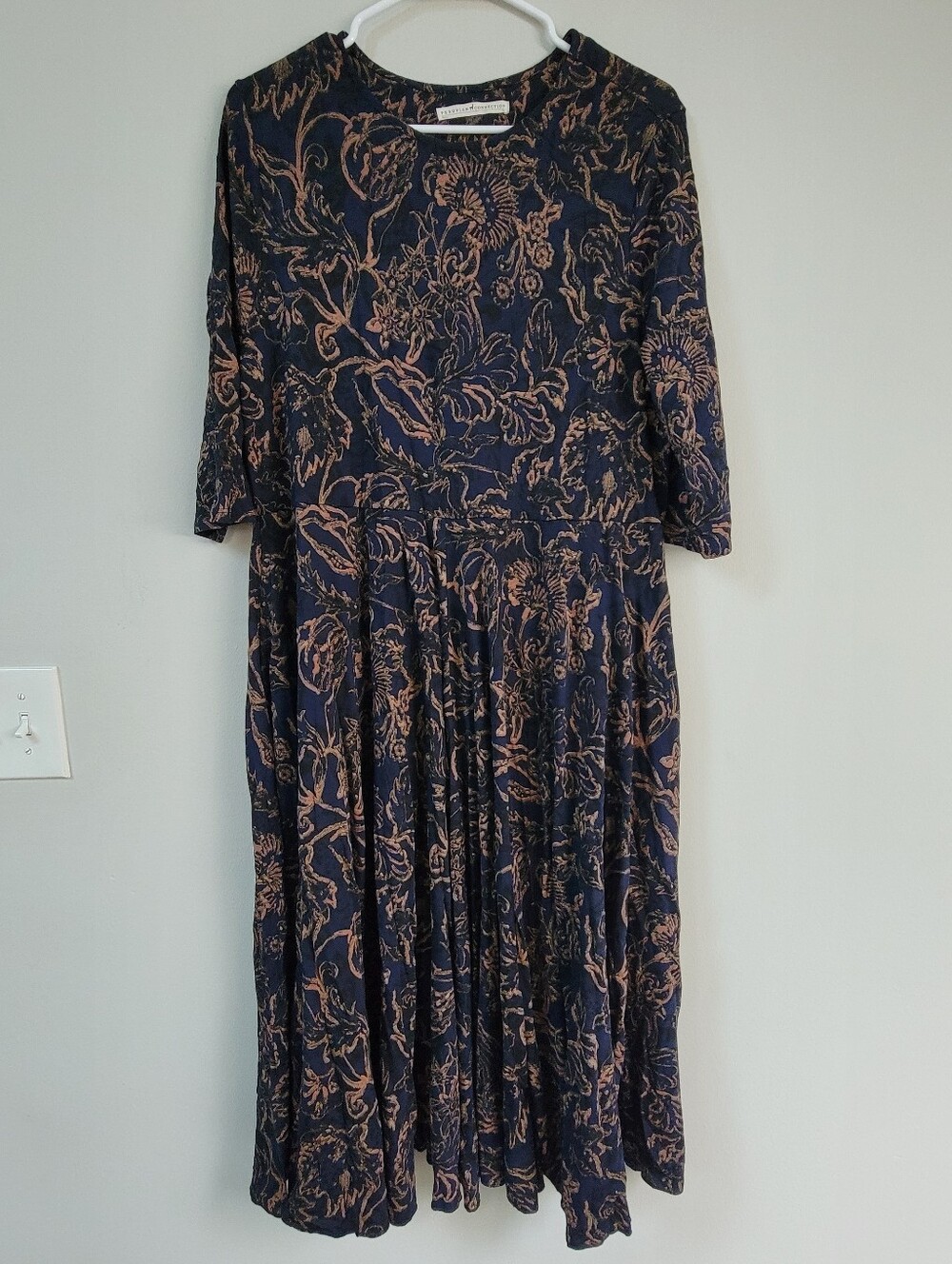 Peruvian Connection Long Dress Women Size XL Stretch Comfort Modest Prairie Boho